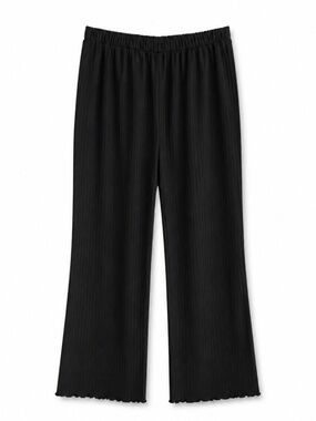 Abound Black Ribbed Wide-Leg Pants with Ruffle Hem – Size Large EUC